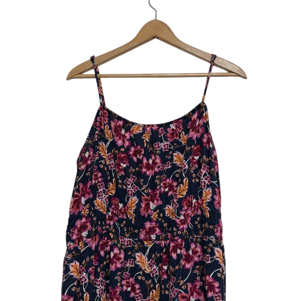 Old Navy Midi Cami Dress Size 2X Navy Pink Floral Pockets - Picture 3 of 12